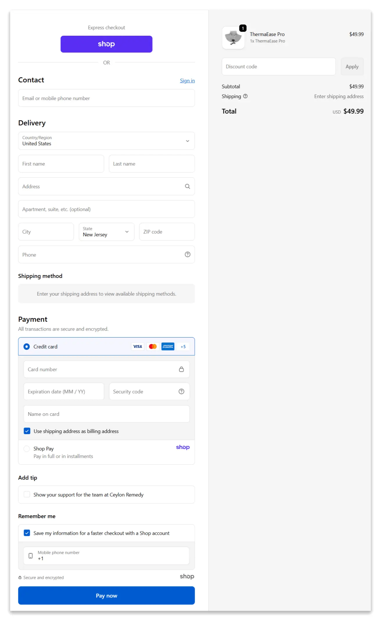 ThermaEase Pro Secure Checkout Page